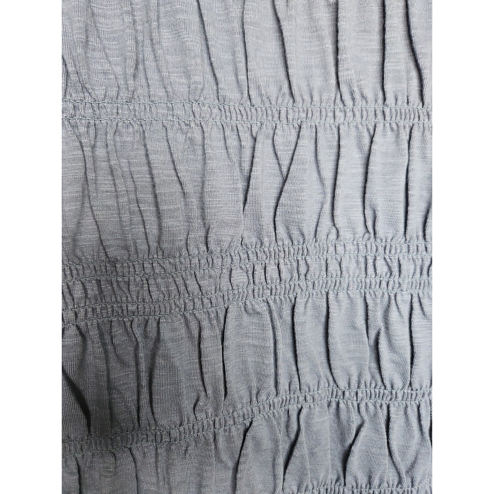 Jane + Delancey Blouse XL Blue Gray Puff Sleeve Smocked Cotton Coastal Boho Chic - Picture 6 of 14